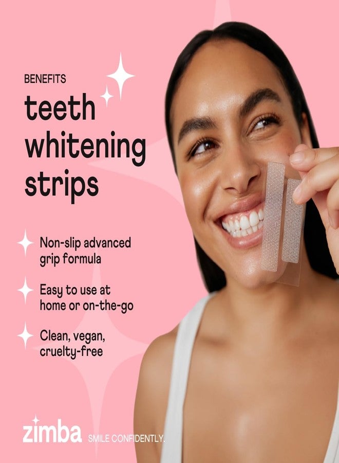 Zimba Teeth Whitening Strips Vegan Whitening Strip Enamel Safe Teeth Whitening Hydrogen Peroxide Teeth Whitener for Coffee, Wine, and Other Stains, 28 Strips (14 Day Treatment), Peach - Image 4